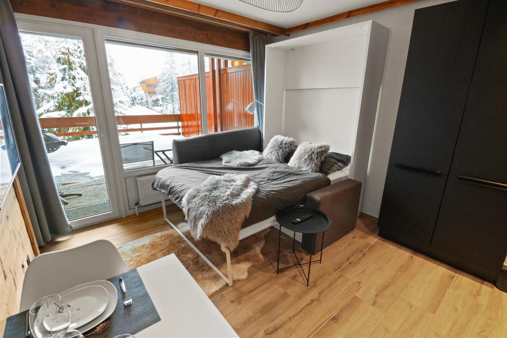 Joli Studio Avec Parking Gratuit Crans-Montana Exteriér fotografie
