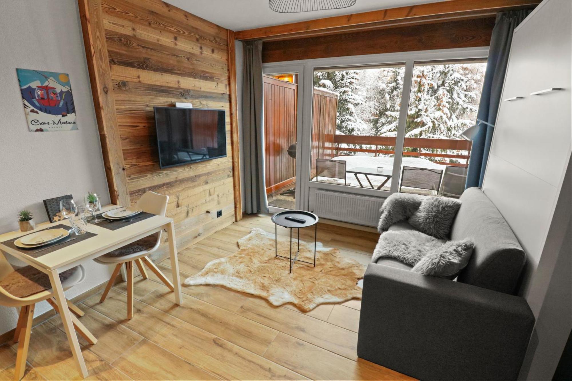 Joli Studio Avec Parking Gratuit Crans-Montana Exteriér fotografie